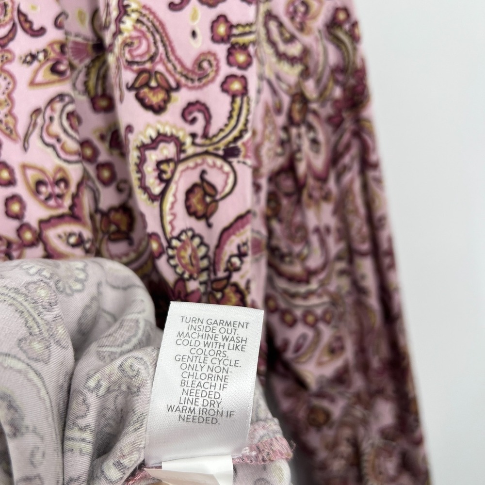 J. Jill Pure rayon popover blouse purple floral top boho classic paisley L - Picture 7 of 10